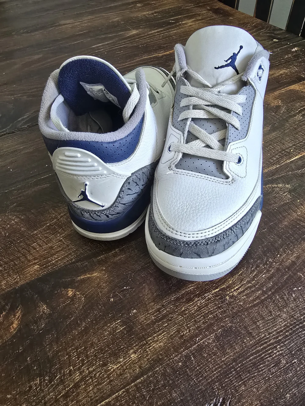 Jordan Kids White Navy Gray Retro Sneakers